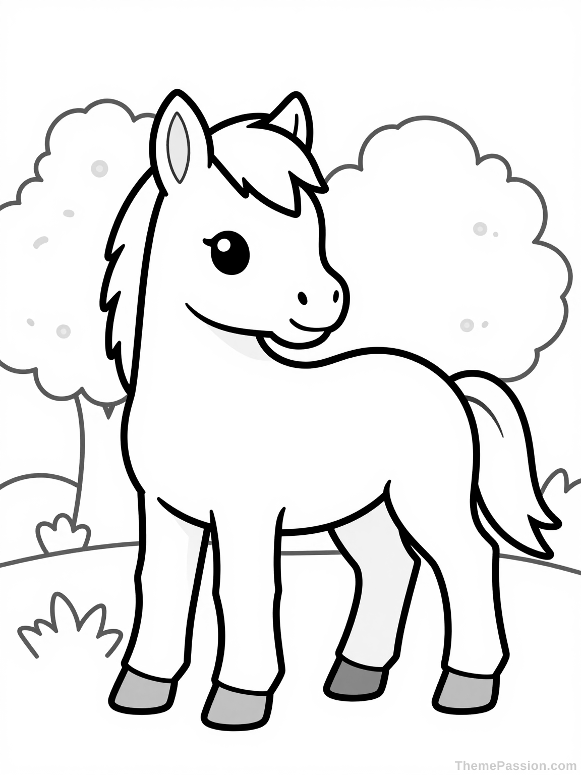 Baby Horse Nature Coloring Page