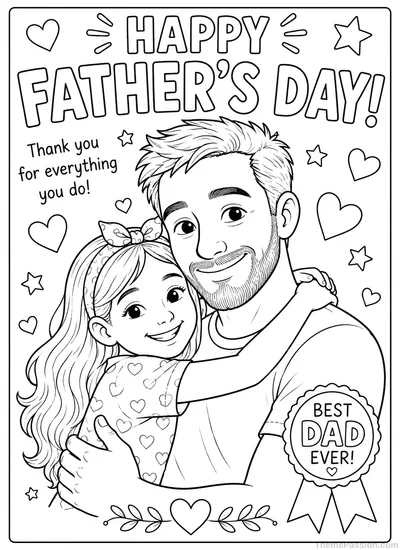 Happy Father's Day Portrait Coloring Page
