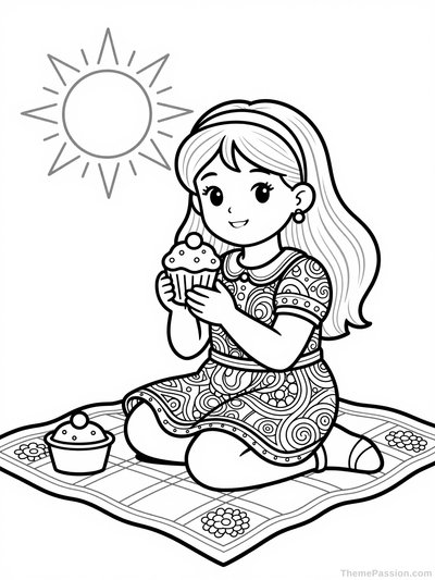 Daughter Birthday Picnic Coloring Page