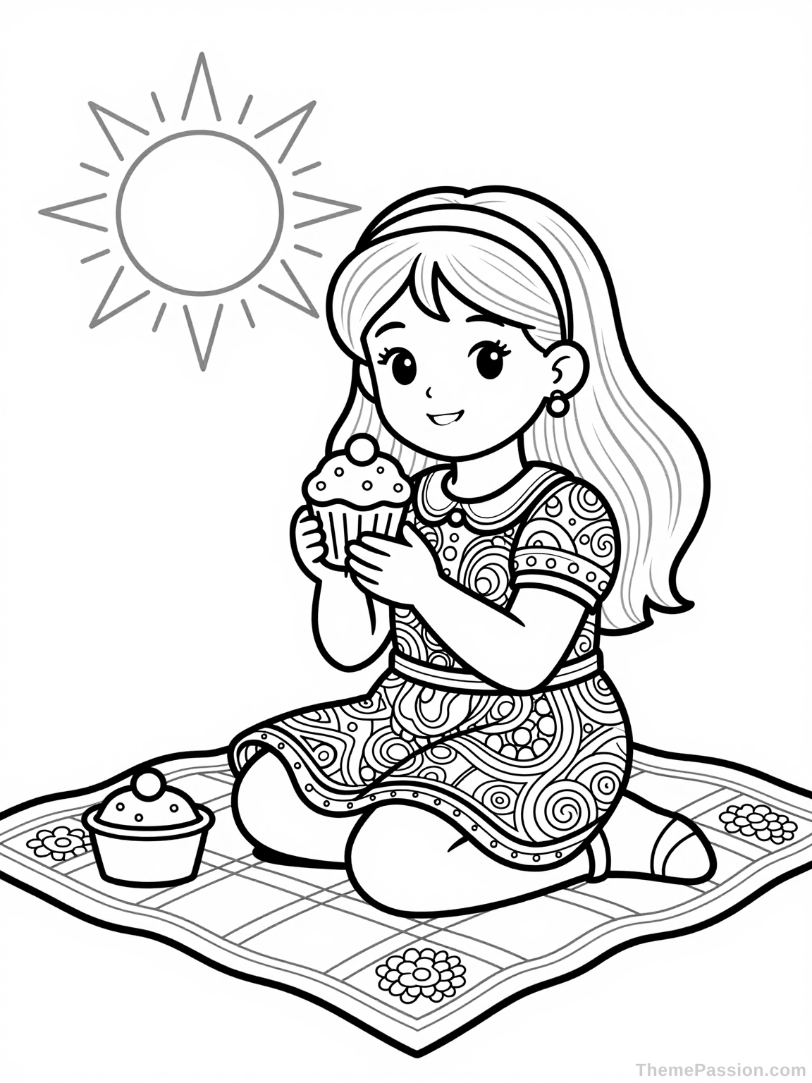 Daughter Birthday Picnic Coloring Page