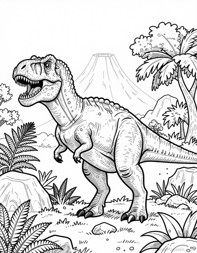 Detailed Dinosaur Tyrannosaurus Rex Coloring Page
