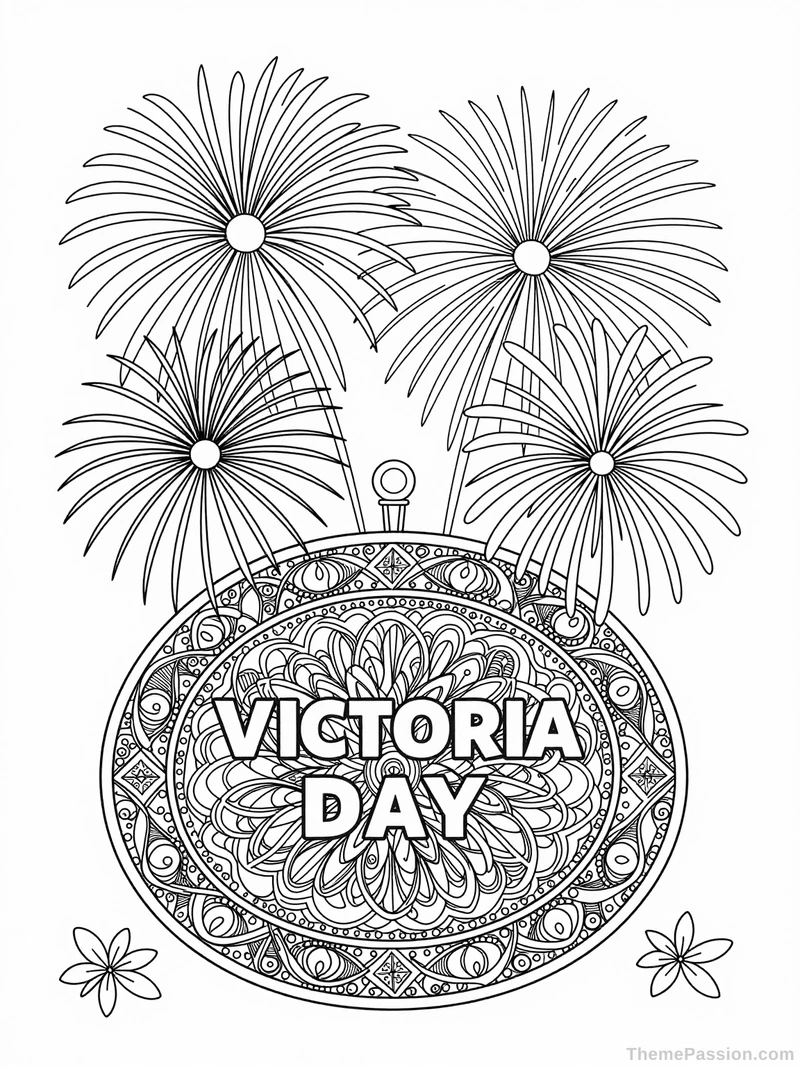 Victoria Day Fireworks Intricate Coloring Page
