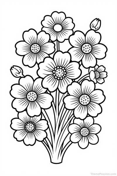 Spring Floral Bouquet Coloring Page