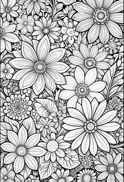 Spring Floral Intricate Coloring Page