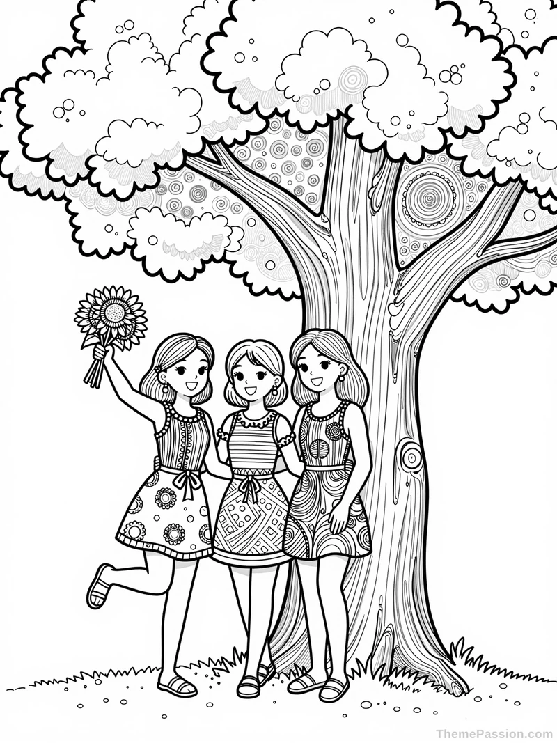 Summer Birthday Friends Coloring Page
