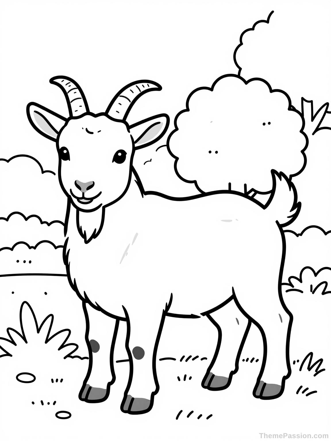 Goat in Nature Coloring Page