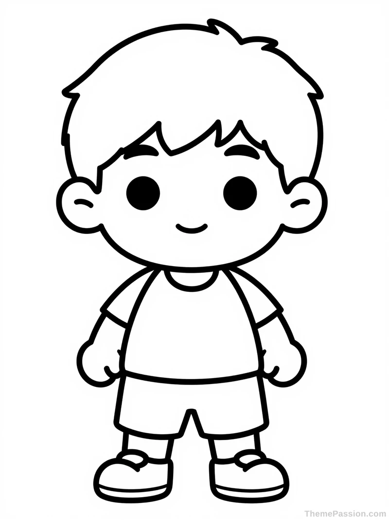 Cute Little Boy Coloring Page
