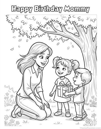 Happy Birthday Mommy Coloring Page