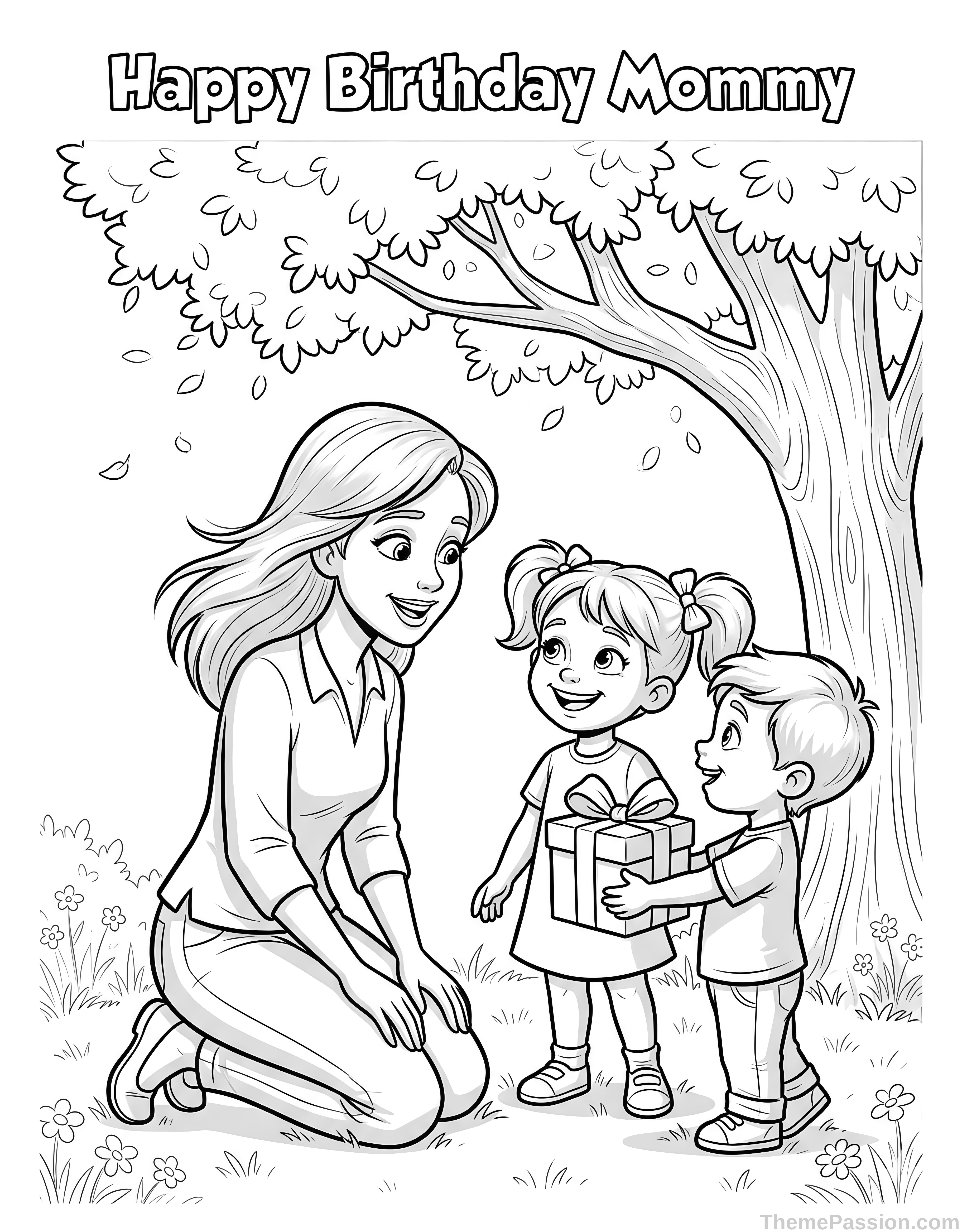 Happy Birthday Mommy Coloring Page