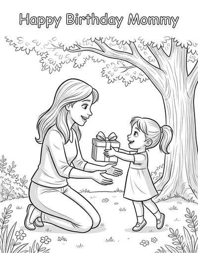 Happy Birthday Mommy Coloring Page