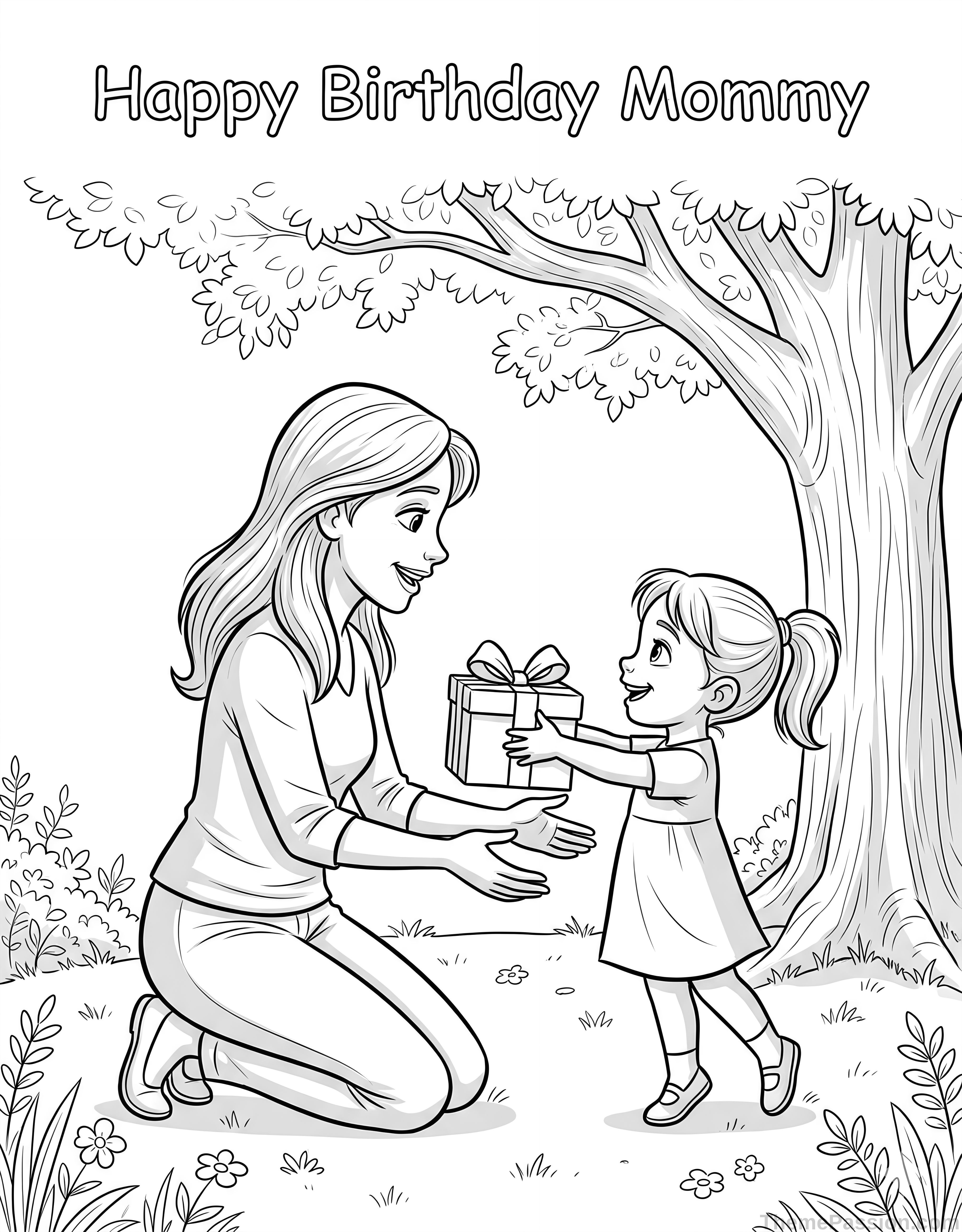 Happy Birthday Mommy Coloring Page