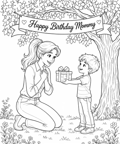 Happy Birthday Mommy Coloring Page