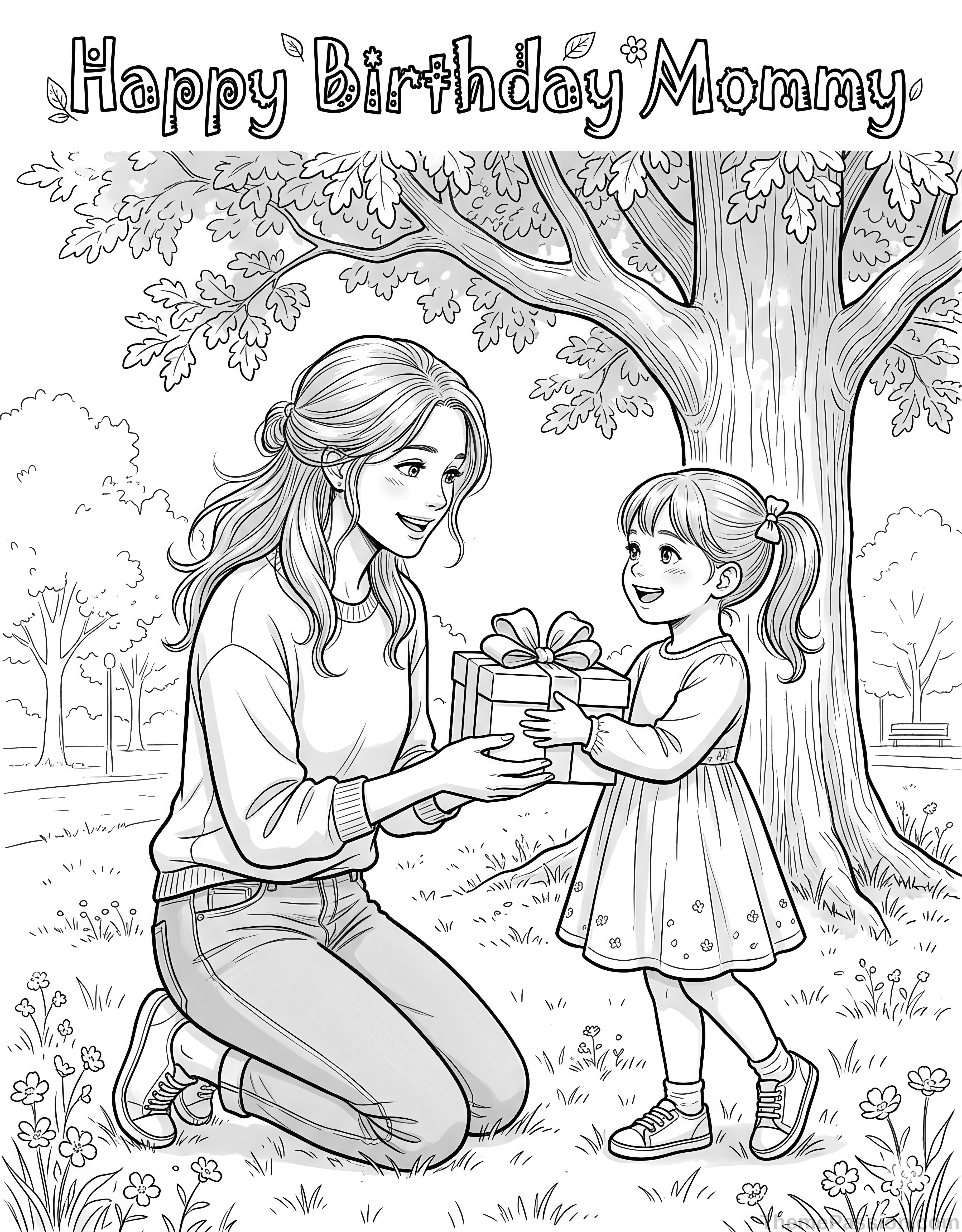 Happy Birthday Mommy Coloring Page