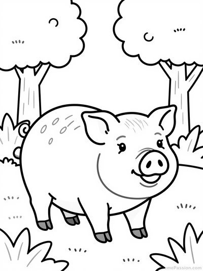 Piglet in Nature Coloring Page