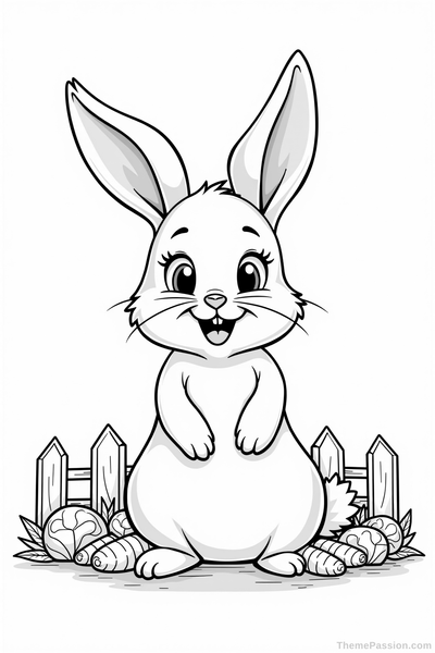 Cute Rabbit in Garden Coloring Page