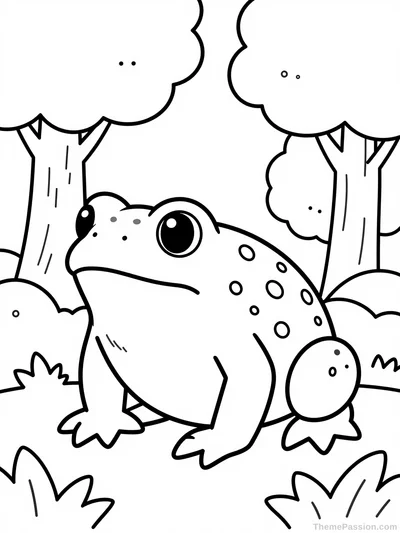 Toad in Nature Coloring Page